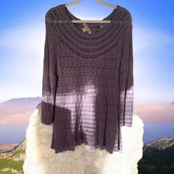 Vintage America crocheted sweater purple nice pattern size Med 💕 - Picture 3 of 12